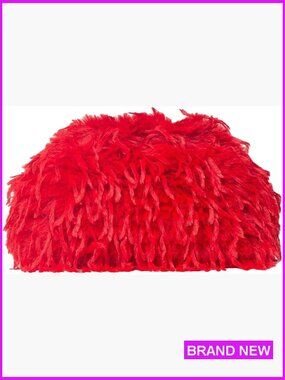 Fuzzy Plush Evening Clutch Y2K Faux Fur Handbag Kiss Lock Closure Party